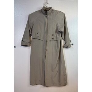AB2 Women's Trench Overcoat Sz 8 Gray Button Up Drawstring Career Office Church